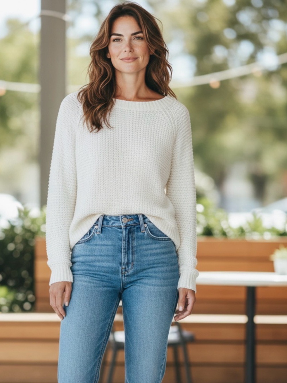 Elegant White Knit Sweater
